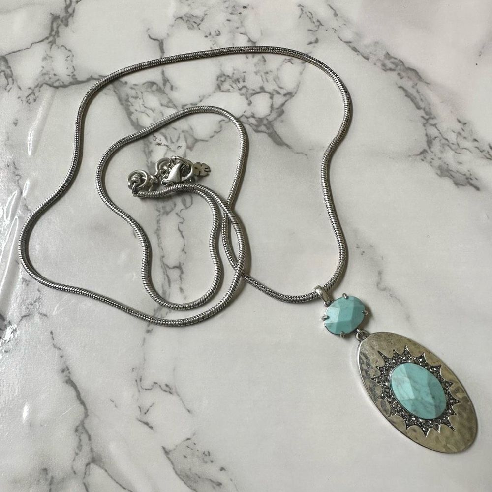 Lucky Brand blue and silver long  necklace